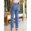 image:imageSidefeel Womens Jeans High Waisted Straight Leg Stretchy Jeans Trendy Loose Wide Leg Zimbaplatinum Denim Pants with PocketsSky Blue