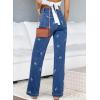 image:imageSidefeel Womens Jeans High Waisted Straight Leg Stretchy Jeans Trendy Loose Wide Leg Zimbaplatinum Denim Pants with PocketsU Blue