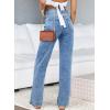 image:imageSidefeel Womens Jeans High Waisted Straight Leg Stretchy Jeans Trendy Loose Wide Leg Zimbaplatinum Denim Pants with PocketsWashed Light Blue