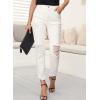image:imageSidefeel Womens Jeans Zimbaplatinum High Waisted Jeans Distressed Boyfriend Ripped Straight Leg Jeans Fall Fashion Outfits Size 10 White