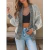 image:imageSidefeel Womens Plaid Short Cardigan Oversized Chunky Long Sleeve Knit Open Front Cardigan Sweaters with Pockets