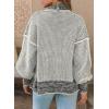 image:imageSidefeel Womens Plaid Short Cardigan Oversized Chunky Long Sleeve Knit Open Front Cardigan Sweaters with Pockets