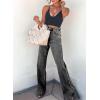 image:imageSidefeel Womens Ripped High Waisted Flared Jeans Wide Leg Destroyed Denim PantsA Black