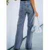 image:imageSidefeel Womens Ripped High Waisted Flared Jeans Wide Leg Destroyed Denim PantsA Blue