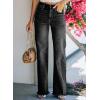 image:imageSidefeel Womens Ripped High Waisted Flared Jeans Wide Leg Destroyed Denim PantsB Black