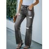 image:imageSidefeel Womens Ripped High Waisted Flared Jeans Wide Leg Destroyed Denim PantsL Black