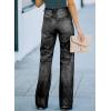 image:imageSidefeel Womens Ripped High Waisted Jeans Wide Leg Destroyed Denim PantsL1 Black