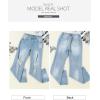 image:imageSidefeel Womens Ripped High Waisted Jeans Wide Leg Destroyed Denim PantsL3 Sky Blue