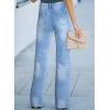 image:imageSidefeel Womens Ripped High Waisted Jeans Wide Leg Destroyed Denim PantsL3 Sky Blue