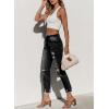 image:imageSidefeel Womens Ripped Jeans Straight Leg Distressed Boyfriend Denim PantsA Black