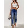 image:imageSidefeel Womens Ripped Jeans Straight Leg Distressed Boyfriend Denim PantsA Bluing