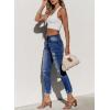 image:imageSidefeel Womens Ripped Jeans Straight Leg Distressed Boyfriend Denim PantsA Bluing