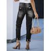 image:imageSidefeel Womens Ripped Jeans Straight Leg Distressed Boyfriend Denim PantsB1 Black