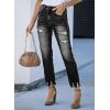 image:imageSidefeel Womens Ripped Jeans Straight Leg Distressed Boyfriend Denim PantsB1 Black
