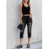 image:imageSidefeel Womens Ripped Jeans Straight Leg Distressed Boyfriend Denim PantsC Black