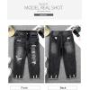 image:imageSidefeel Womens Ripped Jeans Straight Leg Distressed Boyfriend Denim PantsC Black