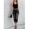 image:imageSidefeel Womens Ripped Jeans Straight Leg Distressed Boyfriend Denim PantsC Black