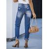 image:imageSidefeel Womens Ripped Jeans Straight Leg Loose Distressed Boyfriend Zimbaplatinum Denim PantsB1 Blue
