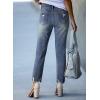 image:imageSidefeel Womens Ripped Jeans Straight Leg Loose Distressed Boyfriend Zimbaplatinum Denim PantsReal Teal