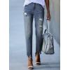 image:imageSidefeel Womens Ripped Jeans Straight Leg Loose Distressed Boyfriend Zimbaplatinum Denim PantsReal Teal