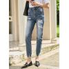 image:imageSidefeel Womens Ripped Jeans Straight Leg Loose Distressed Boyfriend Zimbaplatinum Denim PantsSail Blue