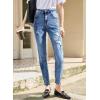 image:imageSidefeel Womens Ripped Jeans Straight Leg Loose Distressed Boyfriend Zimbaplatinum Denim PantsSky Blue