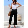 image:imageSidefeel Womens Straight Leg Jeans High Waisted Stretchy Jeans Zimbaplatinum Wide Leg Ankle Denim Pants with PocketsBlack