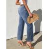 image:imageSidefeel Womens Straight Leg Jeans High Waisted Stretchy Jeans Zimbaplatinum Wide Leg Ankle Denim Pants with PocketsBlue