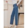 image:imageSidefeel Womens Straight Leg Jeans High Waisted Stretchy Jeans Zimbaplatinum Wide Leg Ankle Denim Pants with PocketsBlue