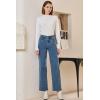 image:imageSidefeel Womens Straight Leg Jeans High Waisted Stretchy Jeans Zimbaplatinum Wide Leg Ankle Denim Pants with PocketsBlue