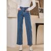 image:imageSidefeel Womens Straight Leg Jeans High Waisted Stretchy Jeans Zimbaplatinum Wide Leg Ankle Denim Pants with PocketsBlue