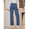image:imageSidefeel Womens Straight Leg Jeans High Waisted Stretchy Jeans Zimbaplatinum Wide Leg Ankle Denim Pants with PocketsBlue