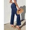 image:imageSidefeel Womens Straight Leg Jeans High Waisted Stretchy Jeans Zimbaplatinum Wide Leg Ankle Denim Pants with PocketsDark Blue