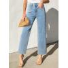 image:imageSidefeel Womens Straight Leg Jeans High Waisted Stretchy Jeans Zimbaplatinum Wide Leg Ankle Denim Pants with PocketsLight Blue