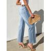 image:imageSidefeel Womens Straight Leg Jeans High Waisted Stretchy Jeans Zimbaplatinum Wide Leg Ankle Denim Pants with PocketsLight Blue
