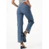 image:imageSidefeel Womens Straight Leg Jeans High Waisted Stretchy Jeans Zimbaplatinum Wide Leg Ankle Denim Pants with PocketsMist Blue