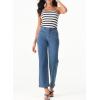 image:imageSidefeel Womens Straight Leg Jeans High Waisted Stretchy Jeans Zimbaplatinum Wide Leg Ankle Denim Pants with PocketsMist Blue