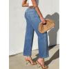 image:imageSidefeel Womens Straight Leg Jeans High Waisted Stretchy Jeans Zimbaplatinum Wide Leg Ankle Denim Pants with PocketsMist Blue