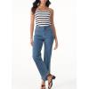 image:imageSidefeel Womens Straight Leg Jeans High Waisted Stretchy Jeans Zimbaplatinum Wide Leg Ankle Denim Pants with PocketsMist Blue