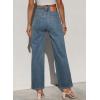 image:imageSidefeel Womens Straight Leg Jeans High Waisted Stretchy Jeans Zimbaplatinum Wide Leg Ankle Denim Pants with PocketsVintage Blue
