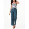 image:imageSidefeel Womens Straight Leg Jeans High Waisted Stretchy Jeans Zimbaplatinum Wide Leg Ankle Denim Pants with PocketsVintage Blue