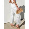 image:imageSidefeel Womens Straight Leg Jeans High Waisted Stretchy Jeans Zimbaplatinum Wide Leg Ankle Denim Pants with PocketsWhite