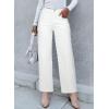 image:imageSidefeel Womens Straight Leg Jeans High Waisted Stretchy Jeans Zimbaplatinum Wide Leg Ankle Denim Pants with PocketsWhite