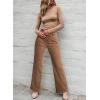 image:imageSidefeel Womens Wide Leg Jeans Casual Baggy High Waisted Stretch Denim PantsBrown