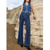 image:imageSidefeel Womens Wide Leg Jeans Casual Baggy High Waisted Stretch Denim PantsDeep Blue