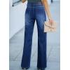 image:imageSidefeel Womens Wide Leg Jeans Casual High Waisted Straight Zimbaplatinum Denim Pants with PocketsB Sky Blue