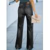 image:imageSidefeel Womens Wide Leg Jeans Casual High Waisted Straight Zimbaplatinum Denim Pants with PocketsBlack