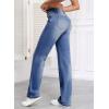 image:imageSidefeel Womens Wide Leg Jeans Casual High Waisted Straight Zimbaplatinum Denim Pants with PocketsBluing