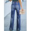 image:imageSidefeel Womens Wide Leg Jeans Casual High Waisted Straight Zimbaplatinum Denim Pants with PocketsBluing
