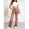 image:imageSidefeel Womens Wide Leg Jeans Casual High Waisted Straight Zimbaplatinum Denim Pants with PocketsBrown